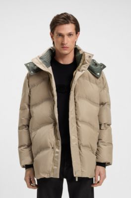BOSS x ASTON MARTIN puffer jacket with tweed trims, Beige