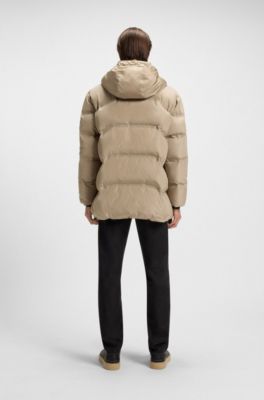 BOSS x ASTON MARTIN puffer jacket with tweed trims, Beige