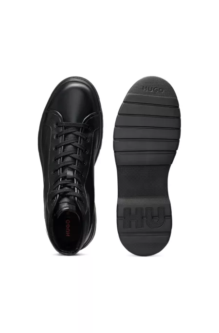 High-top boots in grained leather