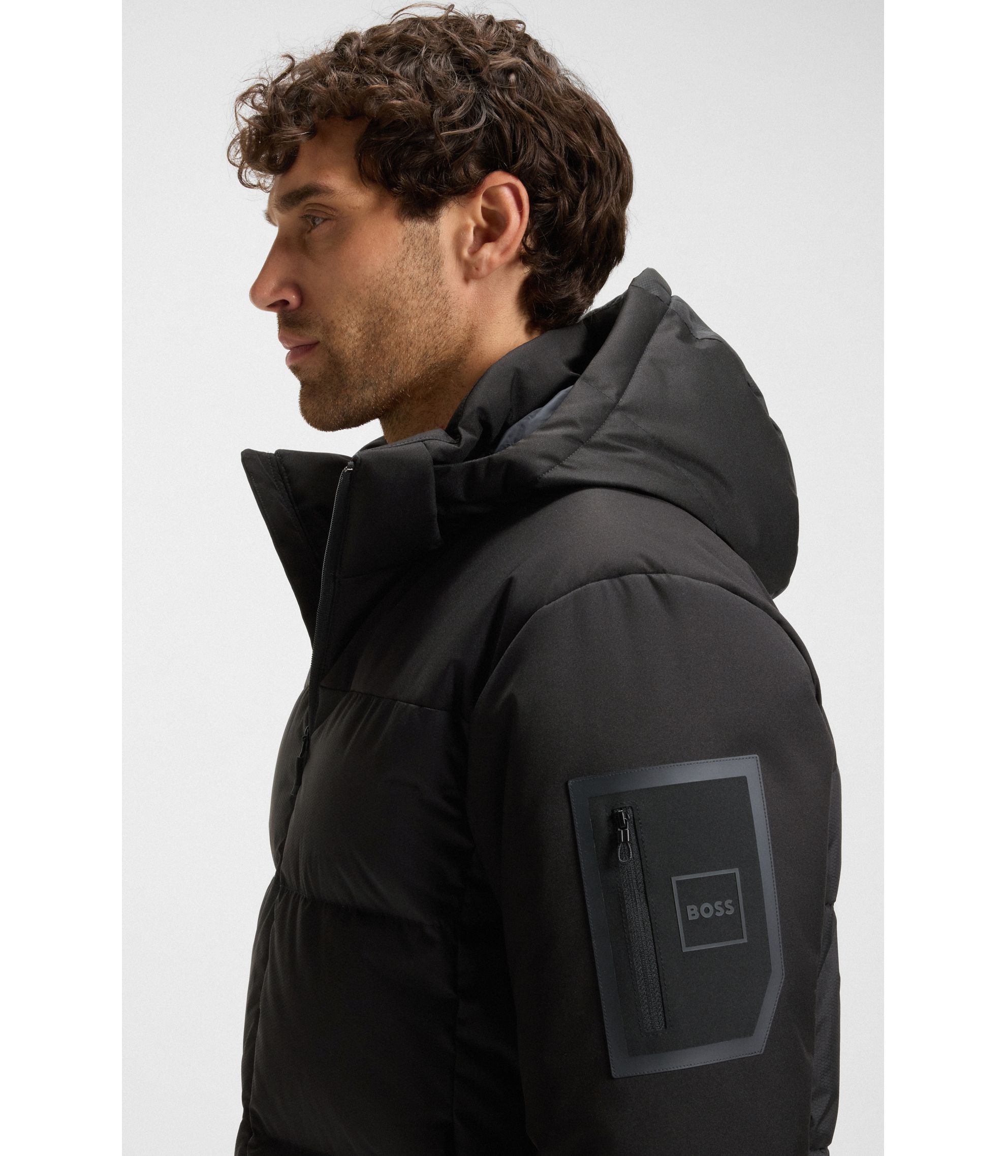 HUGO BOSS ダウンジャケット BOSS - はっ水ジャケット ダウンパディング＆デタッチャブルフード