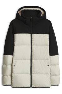 Water-repellent jacket with down filling and detachable hood, Light Beige