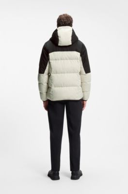 Water-repellent jacket with down filling and detachable hood, Light Beige