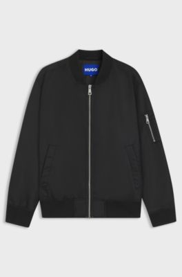 Relaxed-fit water-repellent jacket with sleeve pocket, Black