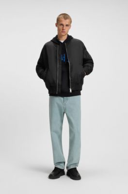 Relaxed-fit water-repellent jacket with sleeve pocket, Black