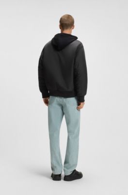 Veste Relaxed d&eacute;perlante avec poche sur une manche, Noir