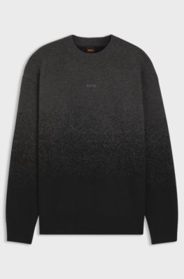 Wool-blend sweater with degrad&eacute; pattern, Black
