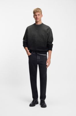 Wool-blend sweater with degrad&eacute; pattern, Black