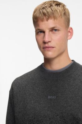 Wool-blend sweater with degrad&eacute; pattern, Black
