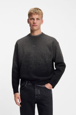 Wool-blend sweater with degrad&eacute; pattern, Black