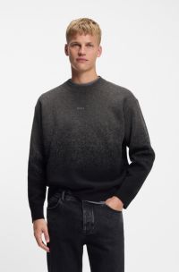 Wool-blend sweater with degradé pattern, Black