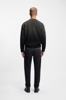Wool-blend sweater with degrad&eacute; pattern, Black
