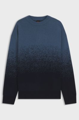 Sweater i uldblanding med degrad&eacute;-m&oslash;nster, M&oslash;rkebl&aring;