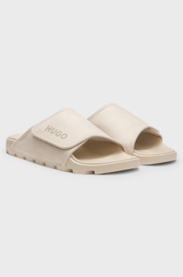 Slides with faux-suede upper strap, Light Beige