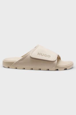 Slides with faux-suede upper strap, Light Beige