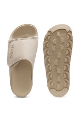 Slides with faux-suede upper strap, Light Beige