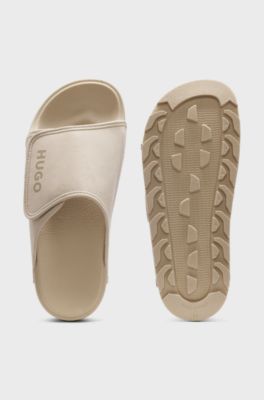 Slides with faux-suede upper strap, Light Beige