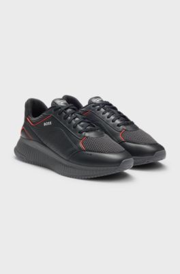 Porsche x BOSS trainers with leather and mesh, Dark Grey