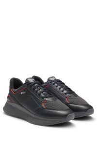 Porsche x BOSS trainers with leather and mesh, Dark Grey
