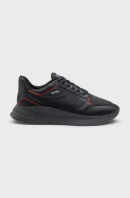 Porsche x BOSS trainers with leather and mesh, Dark Grey