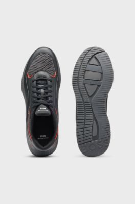 Porsche x BOSS trainers with leather and mesh, Dark Grey