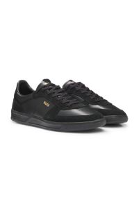 Low-top trainers in suede and leather, Dark Blue