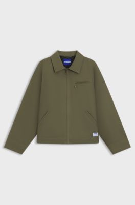 Regular-fit jacket in lightly padded cotton canvas, Olive