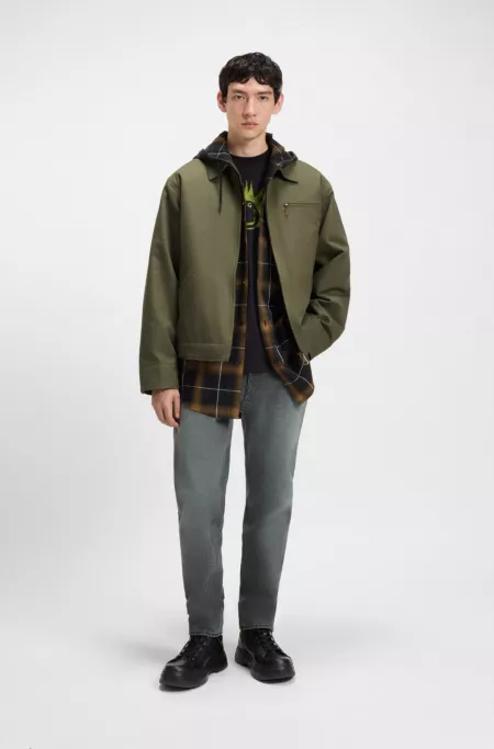 Regular-fit jacket in lightly padded cotton canvas