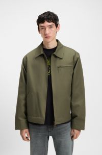Veste Regular en toile de coton légèrement rembourrée, Olive