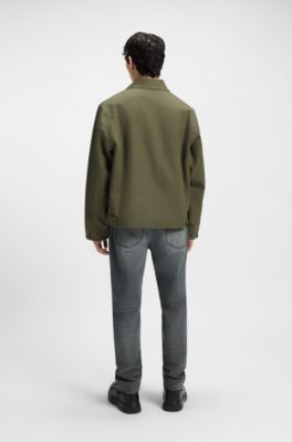 Regular-fit jacket in lightly padded cotton canvas, Olive