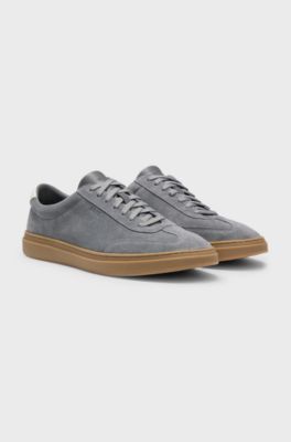 Suede trainers with rubber sole, Grey
