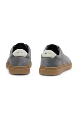 Suede trainers with rubber sole, Grey