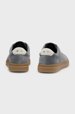 Suede trainers with rubber sole, Grey