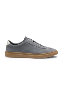 Suede trainers with rubber sole, Grey