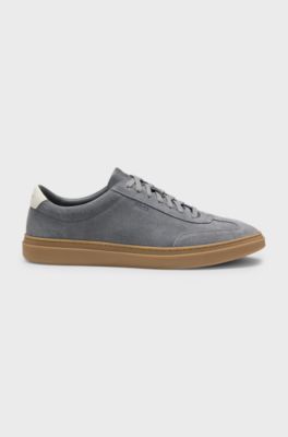 Suede trainers with rubber sole, Grey