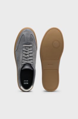 Suede trainers with rubber sole, Grey