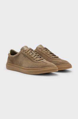 Suede trainers with rubber sole, Light Green