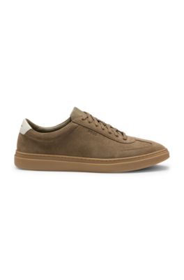 Suede trainers with rubber sole, Light Green