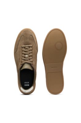 Suede trainers with rubber sole, Light Green