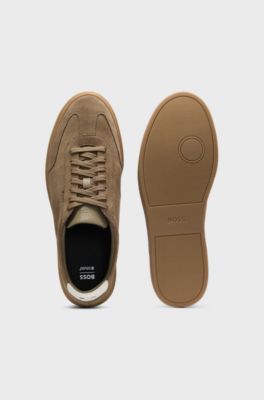 Suede trainers with rubber sole, Light Green