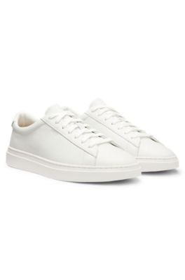 Grained-leather trainers with rubber sole, White