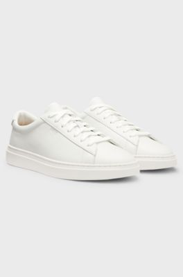 Grained-leather trainers with rubber sole, White