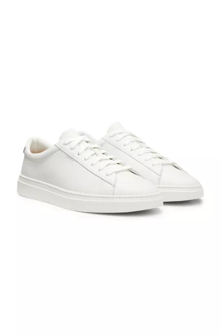 Grained-leather trainers with rubber sole