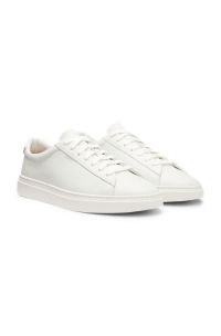 Grained-leather trainers with rubber sole, White