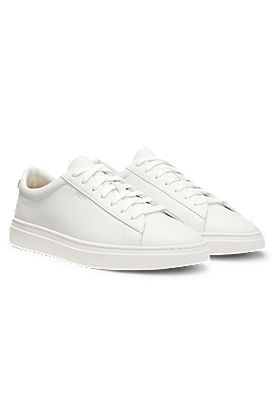 Grained-leather trainers with rubber sole