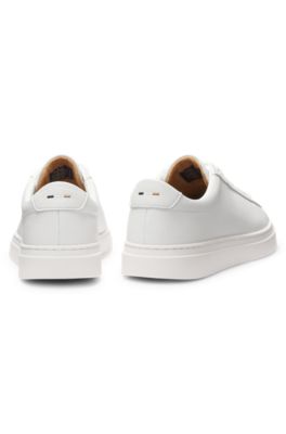 Grained-leather trainers with rubber sole, White