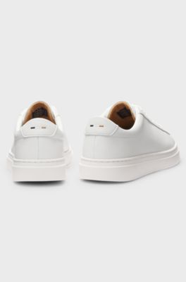 Grained-leather trainers with rubber sole, White