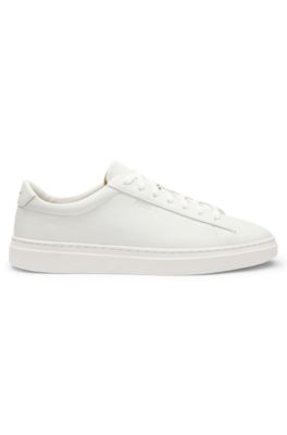 Grained-leather trainers with rubber sole, White