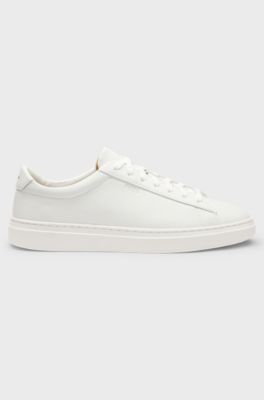 Grained-leather trainers with rubber sole, White
