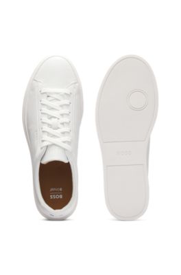Grained-leather trainers with rubber sole, White