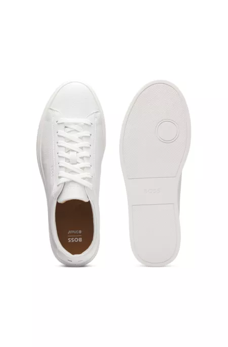 Grained-leather trainers with rubber sole